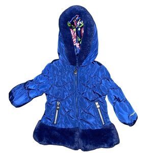London Fog Little Girl’s  Royal Blue Fleece Lined Puffer Jacket Size 12M